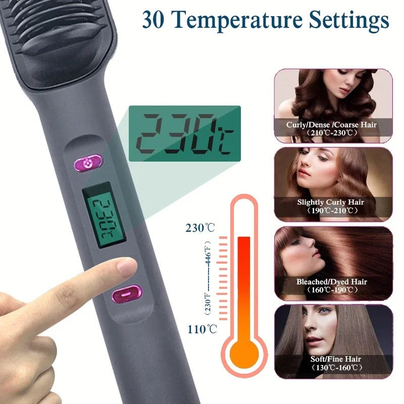 909 Professional Hair Straightening Brush – Quick Heating Electric Comb for Smooth & Shiny Hair