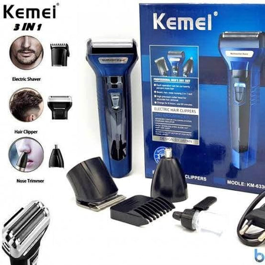 3-in-1 Electric Grooming Kit for Men – Rechargeable Hair Clipper, Beard & Nose Trimmer, Foil Shaver – Multifunction Shaving & Styling Machine